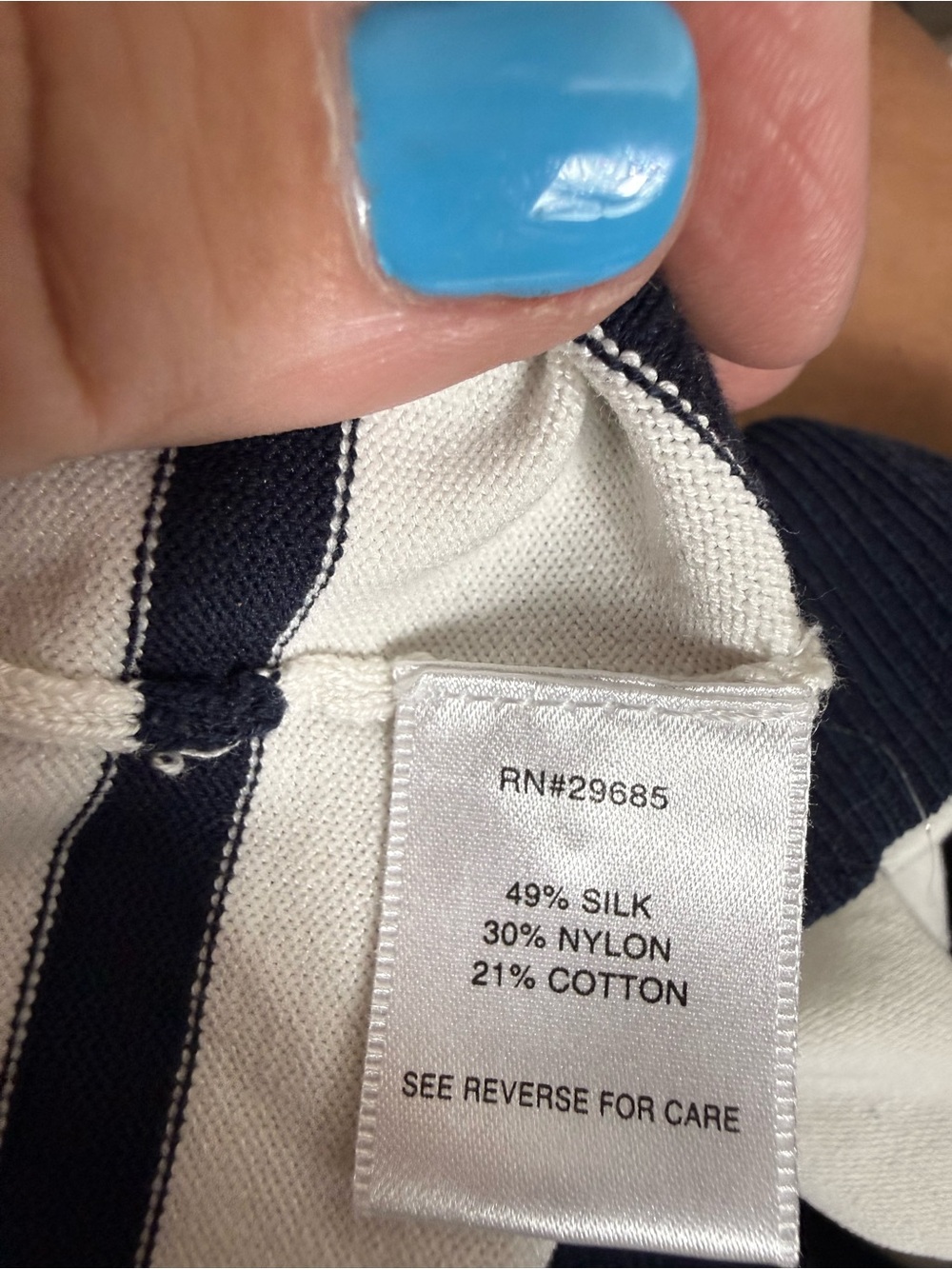 Pendleton Cream and Navy Striped Long-Sleeve Top with Mustard Trim size small - Picture 11 of 11